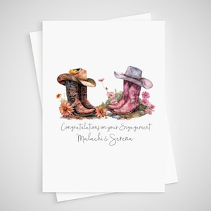 Carte de Fiançailles de Cowboy Personnalisée Cowgirl Bottes Western Chapeau Country