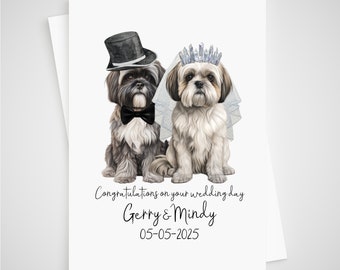 Shih tzu Wedding Card Personalised Dog Bride & Groom