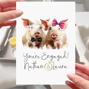 Carte de fiançailles cochon personnalisée