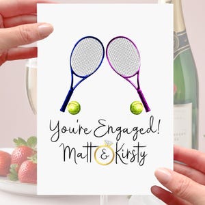 Carte de fiançailles tennis personnalisée