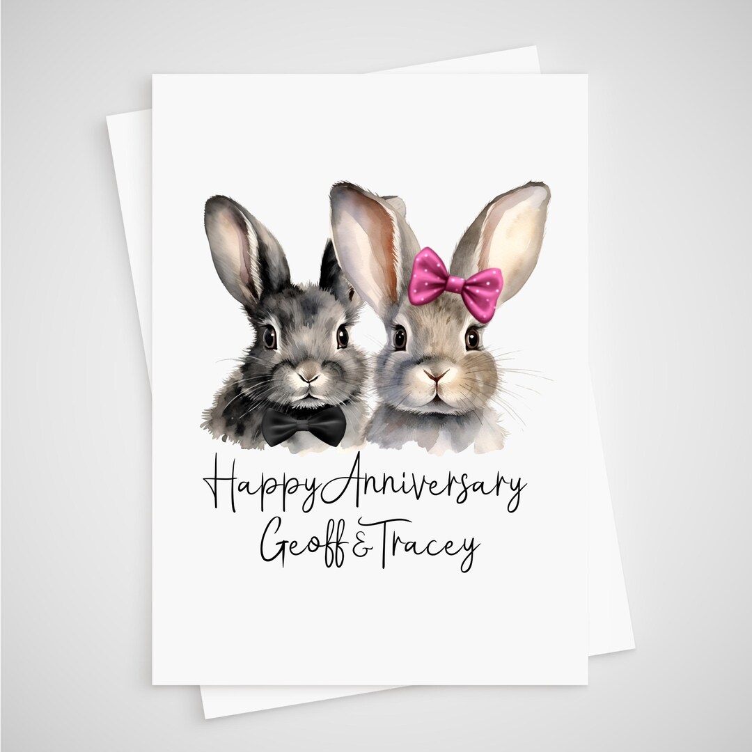 Rabbit Anniversary Card Personalised Bunny - Etsy