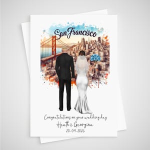 Carte de mariage San Francisco personnalisée pour les mariés