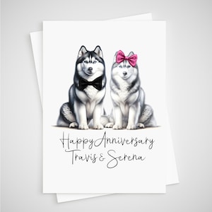 Carte d'anniversaire Husky personnalisée chien sibérien