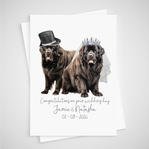 Personalisierte Neufundländer Hochzeitskarte Braut & Bräutigam Hund