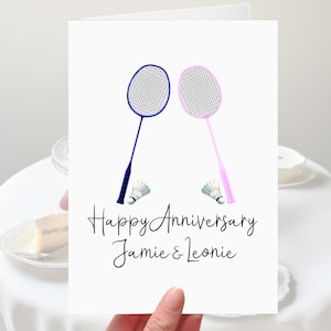 Carte d'anniversaire de badminton personnalisée