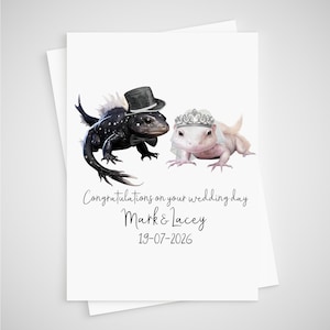 Carte de mariage Axolotl personnalisée pour les mariés Océan