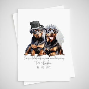 Rottweiler Hochzeitskarte Personalisierte Braut & Bräutigam Hund