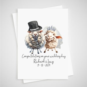 Carte de mariage mouton personnalisée