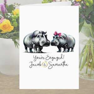 Carte de fiançailles hippopotame Hippopotame personnalisée