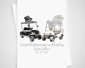 Golf Cart Wedding Card Personalised