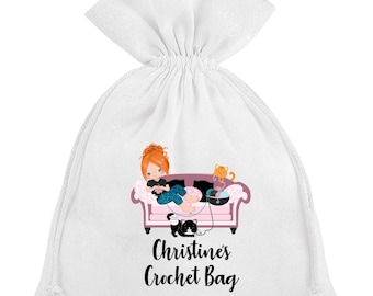 Crochet Bag Personalised Storage Wool Yarn Needles Hook Gift Sack