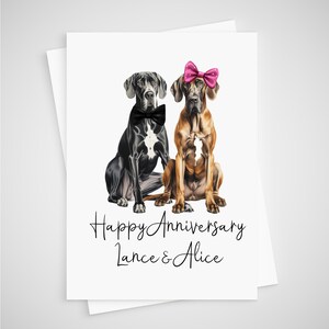 Carte d'anniversaire de dogue allemand chien personnalisée