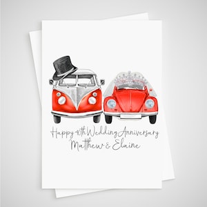 Carte d'anniversaire Ruby Campervan personnalisée pour les 40 ans, mariés pour camping-car et voiture