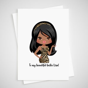 Cartão de Melhor Amigo Personalizado para Melhor Amiga BFF Namorada estampa de leopardo Amizade