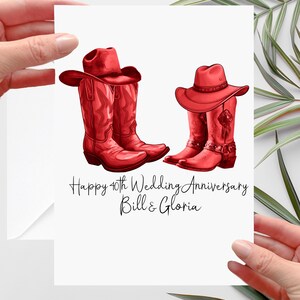 Carte d'anniversaire rubis pour le 40e anniversaire de bottes de cow-boy personnalisée