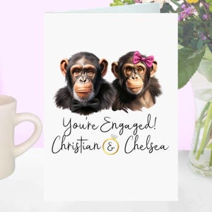 Carte de fiançailles chimpanzé chimpanzé personnalisé