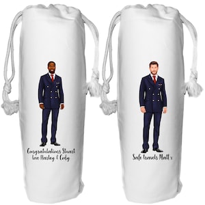 Personalized Air Steward Wine Bag: Male Cabin Crew Gift