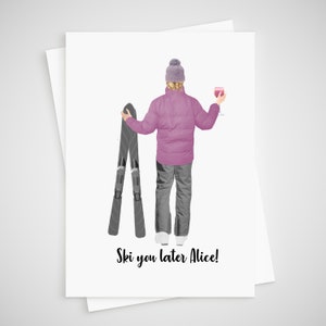 Carte de départ au ski personnalisée pour elle Vous nous manquerez, désolé de votre départ, nouveau travail félicitations Femme