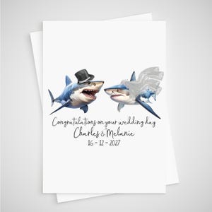 Carte de mariage requin personnalisée pour les mariés Océan