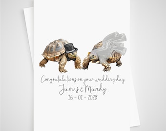Tortoise Wedding Card Personalised Bride & Groom