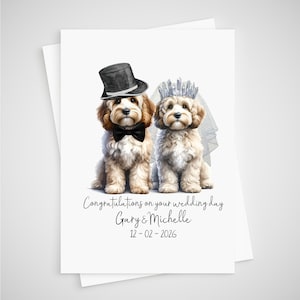 Carte de mariage Cockapoo personnalisée pour les mariés, chien