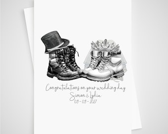 Hiking Boots Wedding Card Personalised Walking