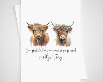 Personalised Highland Cow Engagement Card