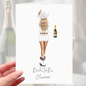 Cowboy Braut Karte Hen Party personalisierte Bachelorette Last Rodeo Cowgirl