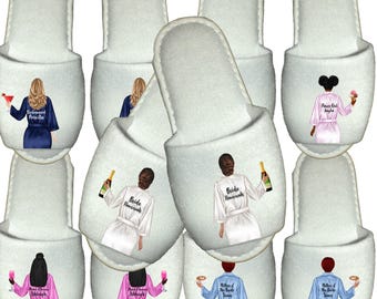 Personalized Bridesmaid Spa Slippers, Bride, Bridal Party Gift, Wedding Morning, Getting Ready Gift