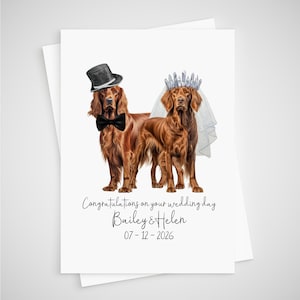 Carte de mariage Setter irlandais personnalisée pour chiens