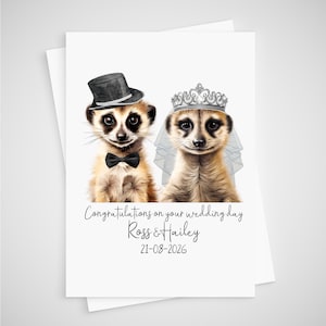 Carte de mariage suricate personnalisée pour les mariés