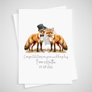 Carte de mariage renard personnalisée pour les mariés