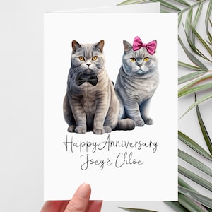 Carte d'anniversaire personnalisée Chat bleu britannique