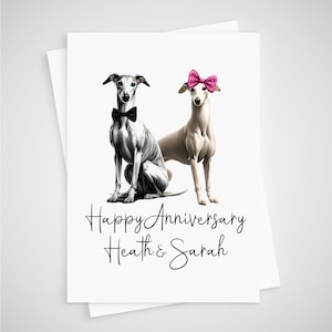 Biglietto personalizzato per l'anniversario del levriero, cane Whippet