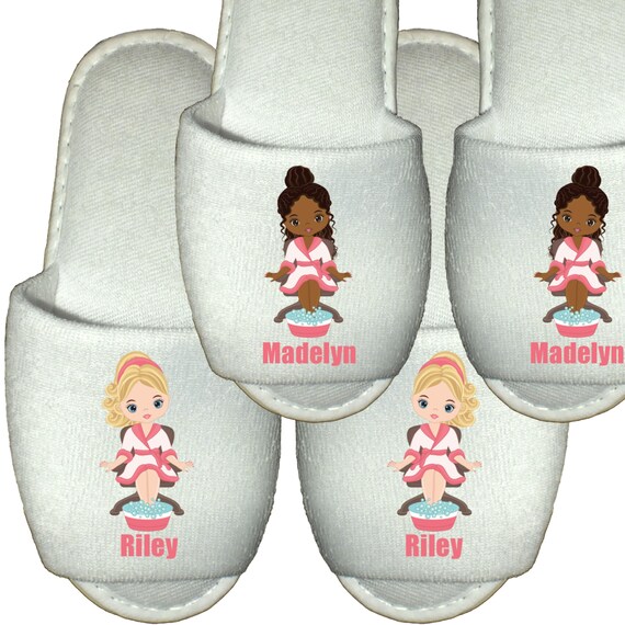 Spa Girl Slippers Personalised Girls Slumber Party Sleepover