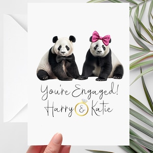 Carte de fiançailles panda personnalisée
