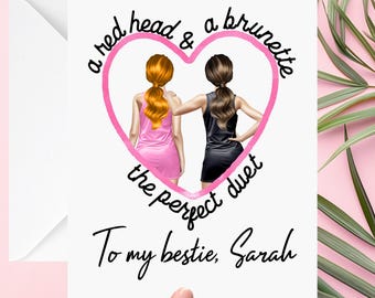 Redhead Brunette Best Friend Card - Duet BFF