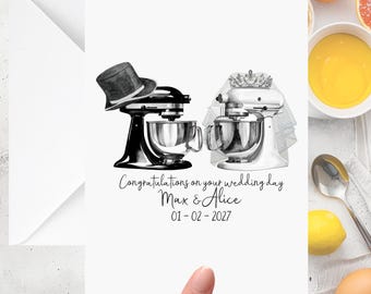 Food Mixer Wedding Card Personalised Baker Cook Chef