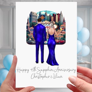 Las Vegas Sapphire Anniversary Card 45° matrimonio personalizzato blu