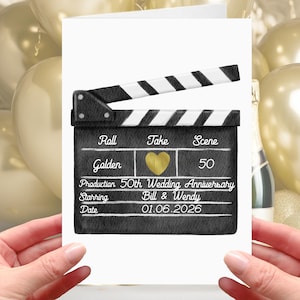 Karta Clapper Board z okazji 50. rocznicy, spersonalizowana, Golden Film Cinema Movies