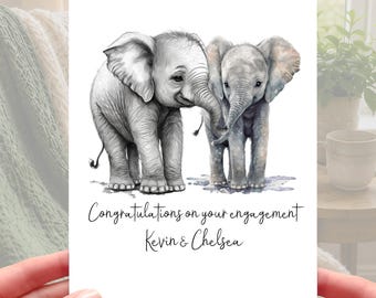 Elephant Engagement Card Personalised