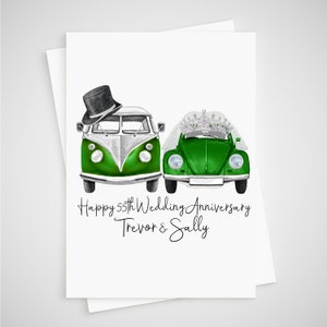 Campervan 55° anniversario biglietto personalizzato Emerald Camper & Car sposa sposo