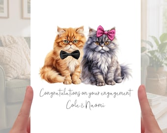 Persian Cat Engagement Card Personalised Ginger