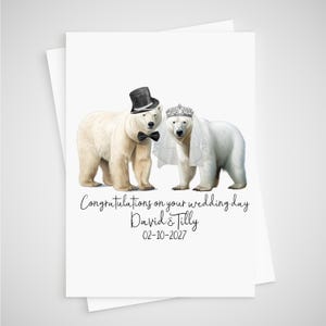Carte de mariage ours polaire personnalisée hiver