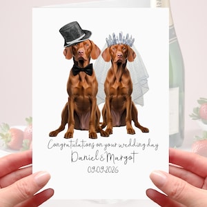 Carte de mariage Vizsla personnalisée pour les mariés, chien hongrois