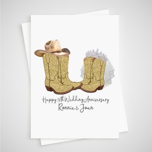 Cowboy 50. Jubiläum Karte Personalisierte Goldene Hochzeit Stiefel Land