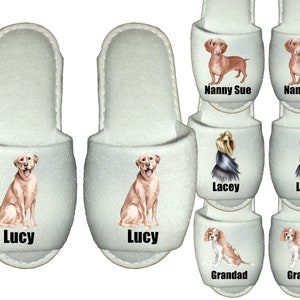 Personalised Dog Spa slippers - pet labrador king charles spaniel boxer yorkshire terrier dachshund retriever golden