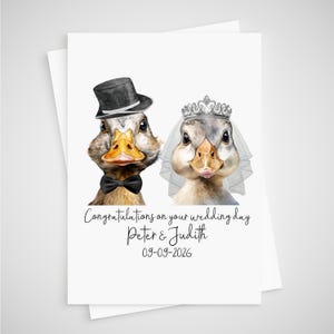 Carte de mariage canard personnalisée