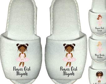 Personalised Flower Girl Spa Slippers Junior Bridesmaid Mini Bride Gift Wedding Kids