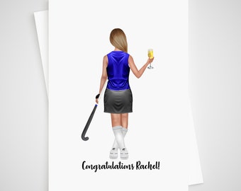 Field Hockey Card Personalised for woman Thank you congratulations